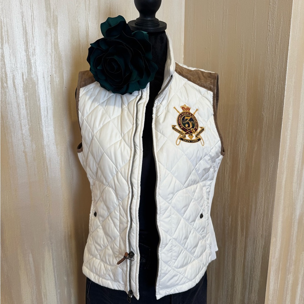 Ralph Lauren White Quilted Vest with Crest